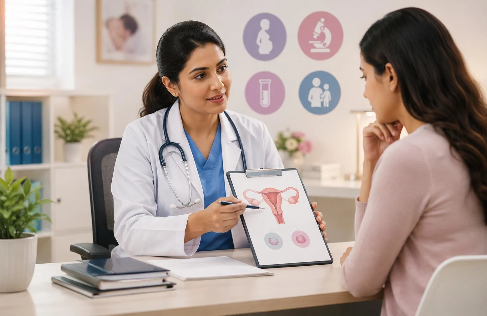 Couple discussing when to see a fertility specialist